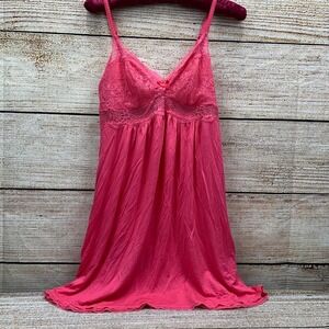 INC International Concepts Lace‎ Trim Cami Top Sleepwear Foxy Pink [Size XS]